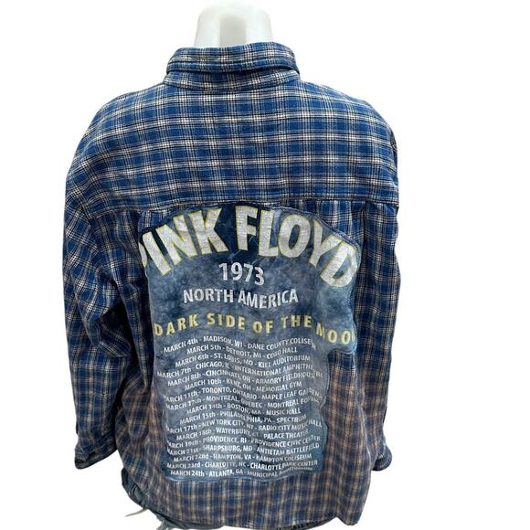 Pink Floyd Plaid Flannel Shirt XL Oversized Unique Dark Side of the Moon - Picture 1 of 6